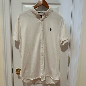 US Polo Assn Men's White Polo Shirt, Size Large